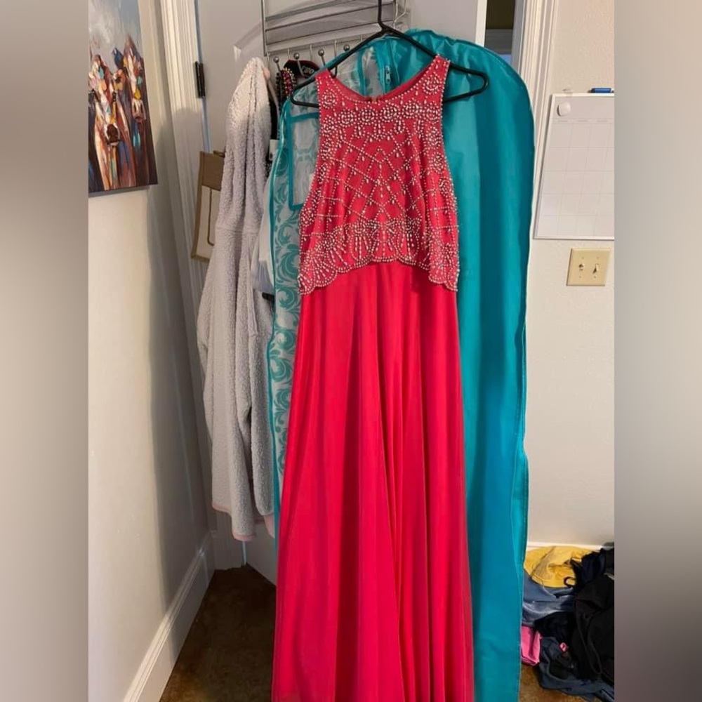 Pink beaded dress 
Size 10
$40